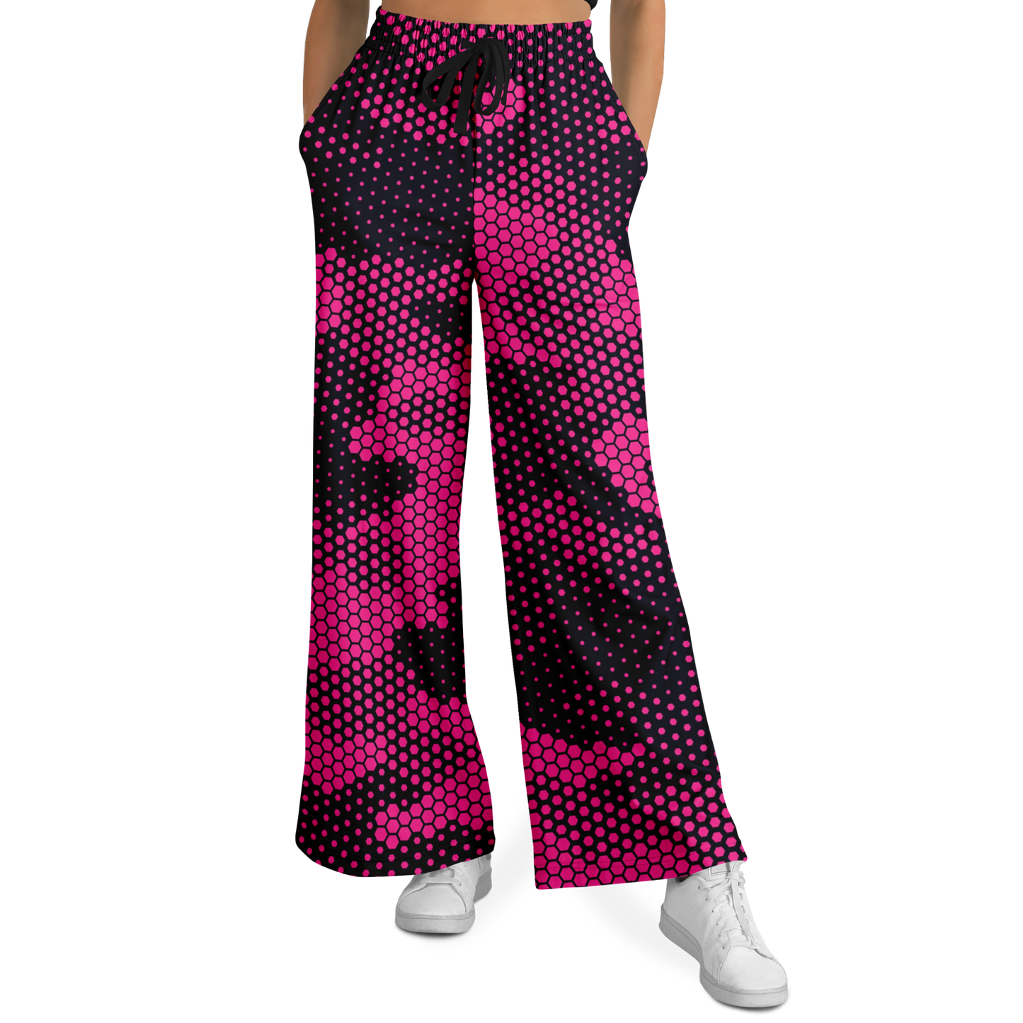 Camo Wide Leg Pants | Pink Digital Dotted Hexagonal