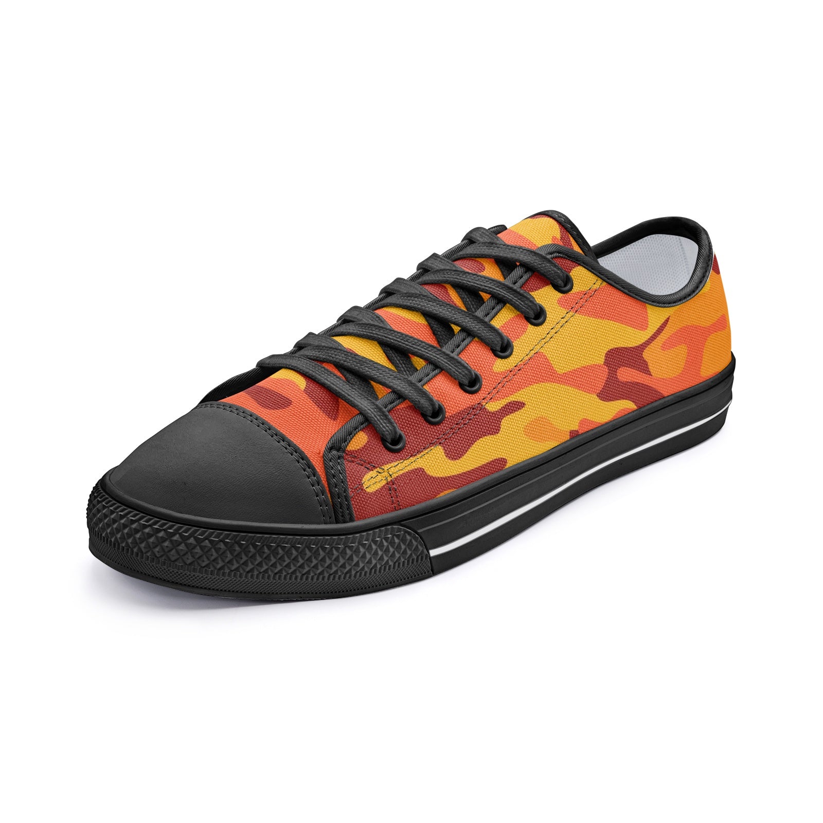 Camo Shoes | Low Top Canvas | Orange & Red Camouflage