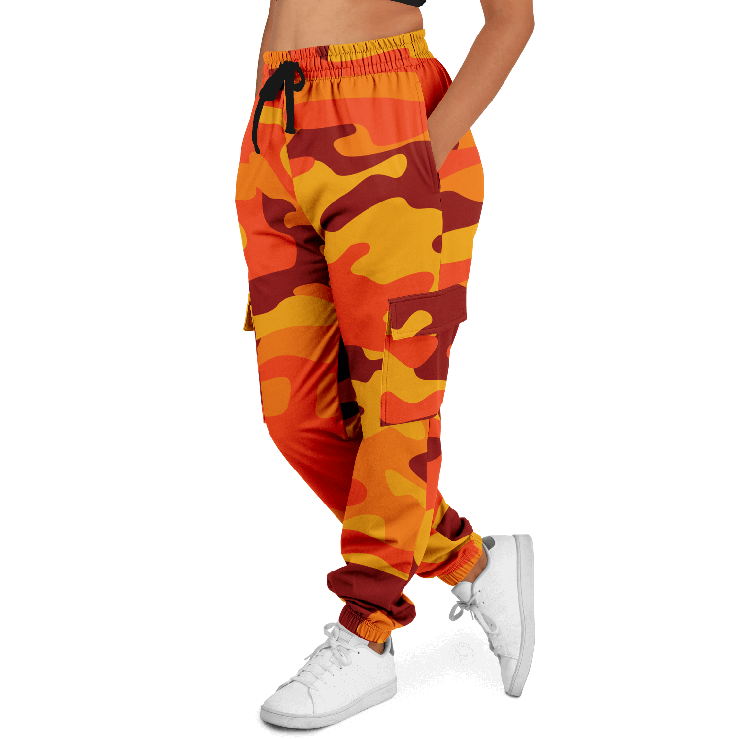 Camo Cargo Pants | Unisex | Orange & Red Camouflage