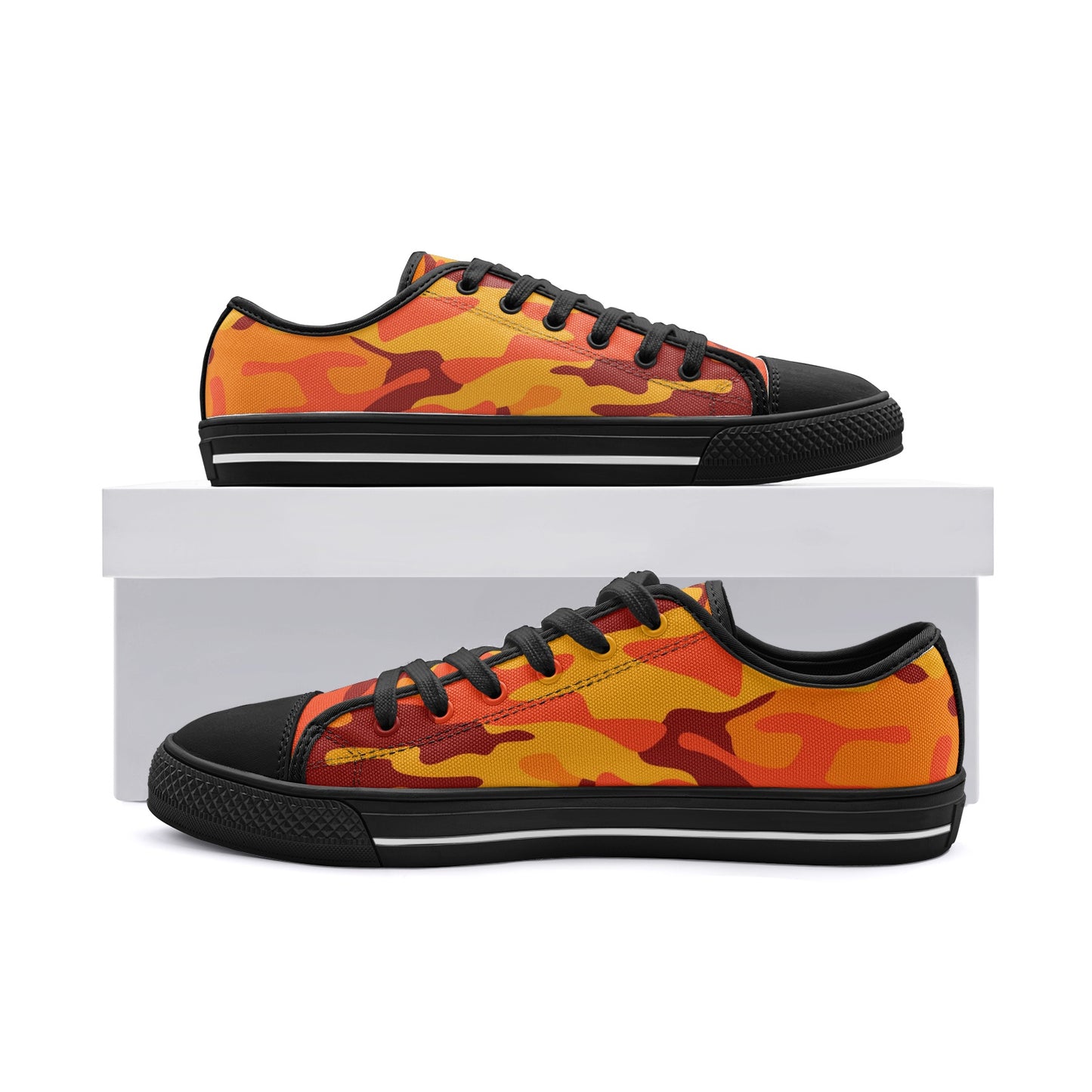 Camo Shoes | Low Top Canvas | Orange & Red Camouflage