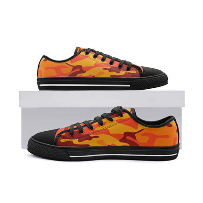 Camo Shoes | Low Top Canvas | Orange & Red Camouflage