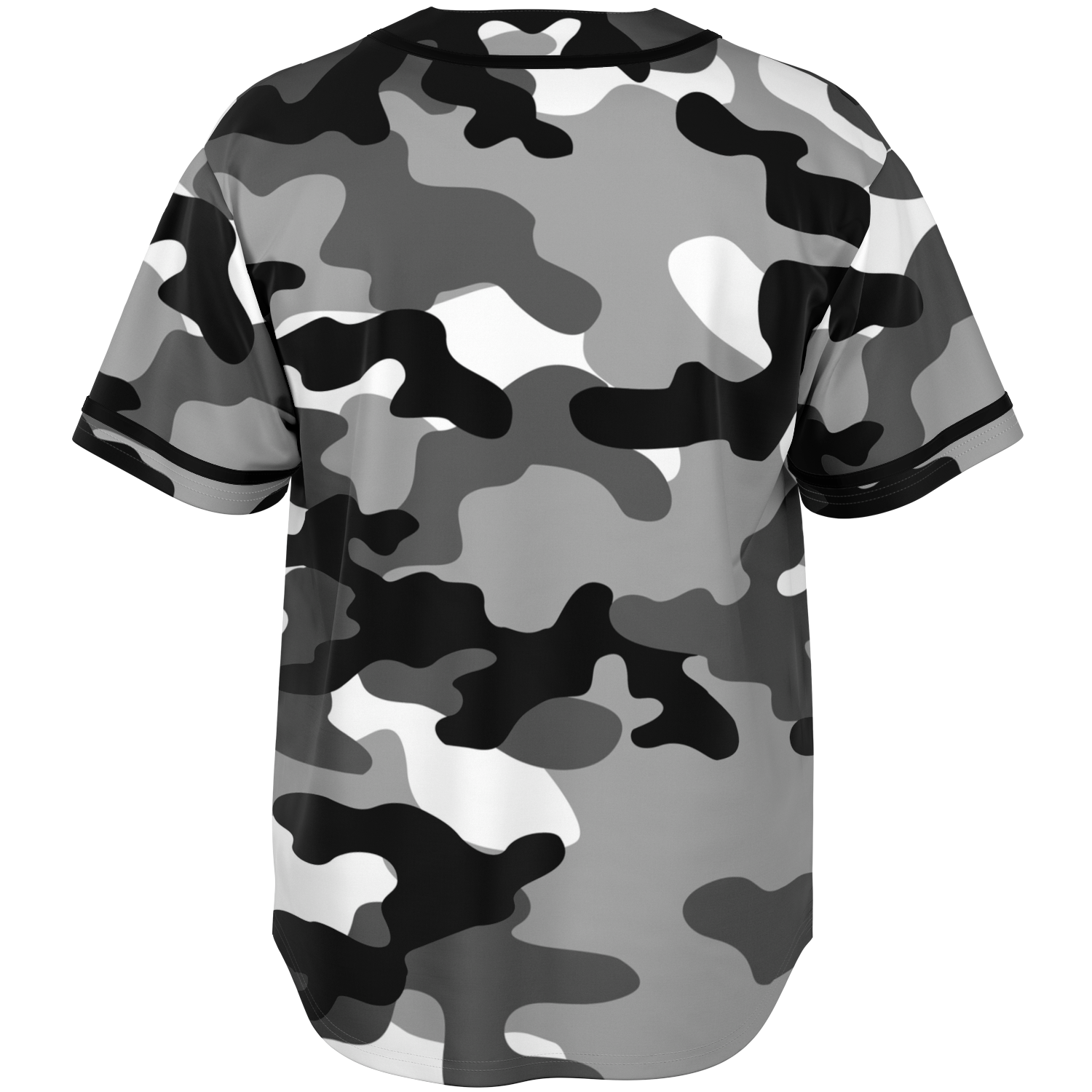 Camo Baseball Jersey | Black, White & Gray Camouflage