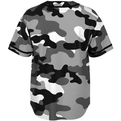 Camo Baseball Jersey | Black, White & Gray Camouflage