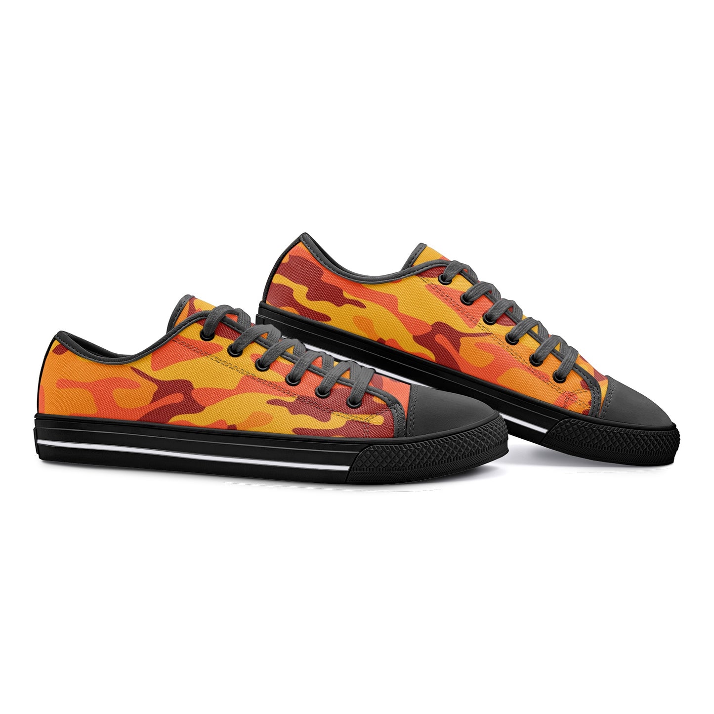 Camo Shoes | Low Top Canvas | Orange & Red Camouflage