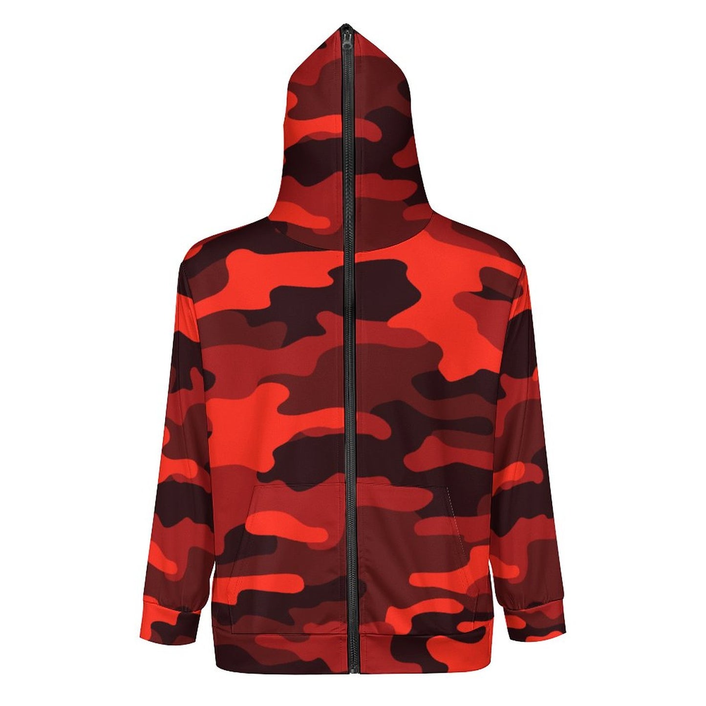 Zip up Camo Hoodie | Scarlet Red & Black Camouflage