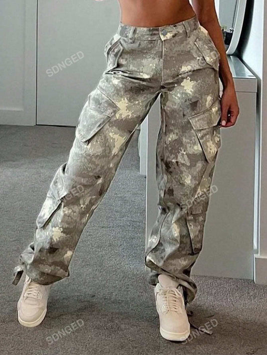 Women'S Camouflage Printed Multi-Pocket Cargo Pants