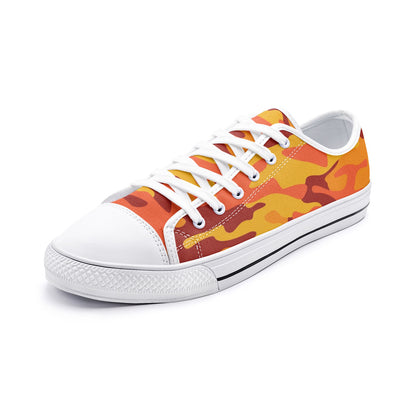 Camo Shoes | Low Top Canvas | Orange & Red Camouflage