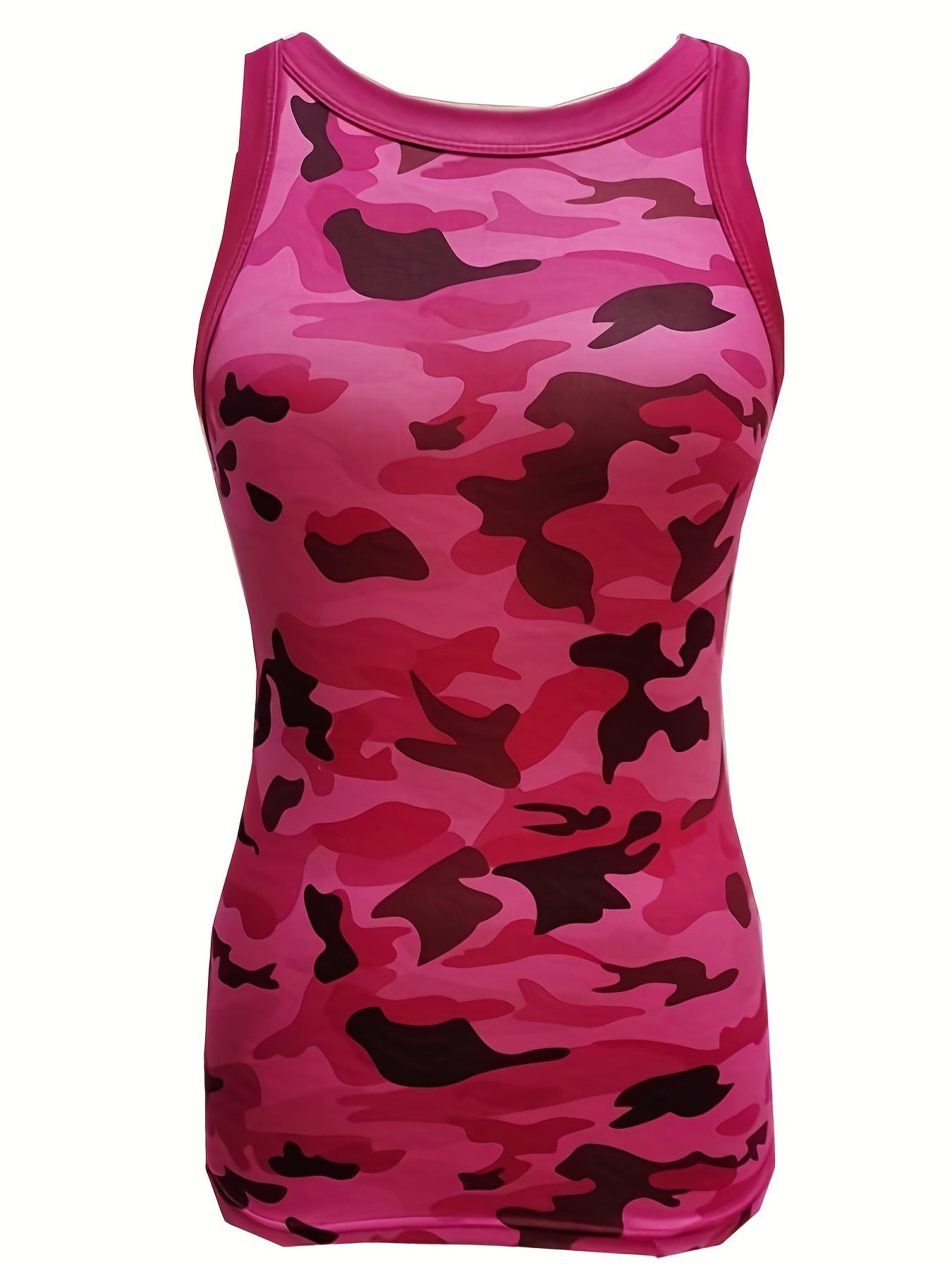 Camouflage Print Tank Top, Y2K Sleeveless Crew Neck Tank Top