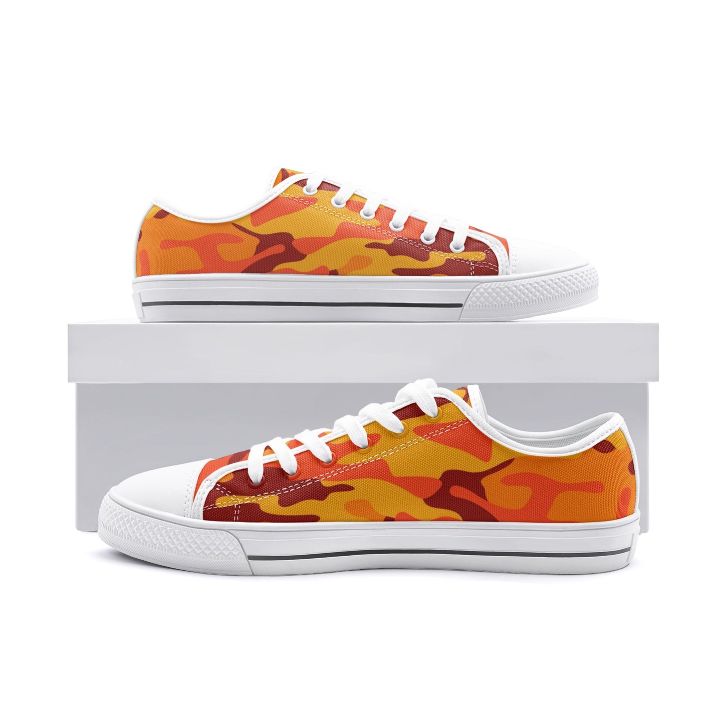 Camo Shoes | Low Top Canvas | Orange & Red Camouflage