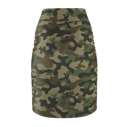 Camo Mini Skirt | Pencil Cut | Military Brown