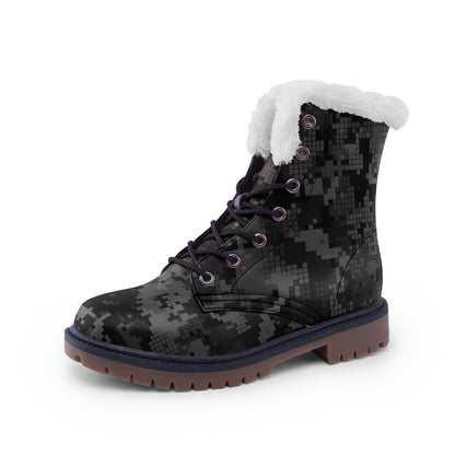 Snow Camo Boots | Digital Monochrome Dark Gray Camouflage