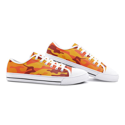 Camo Shoes | Low Top Canvas | Orange & Red Camouflage