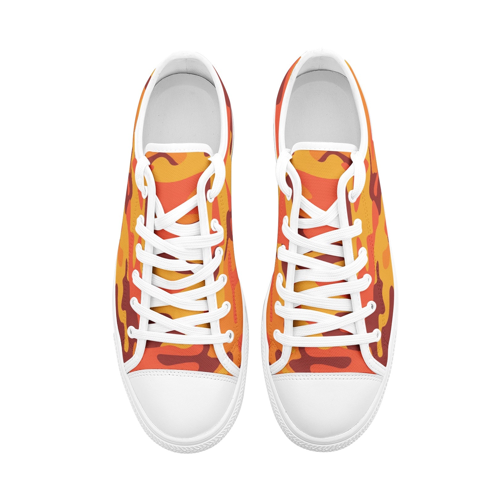 Camo Shoes | Low Top Canvas | Orange & Red Camouflage