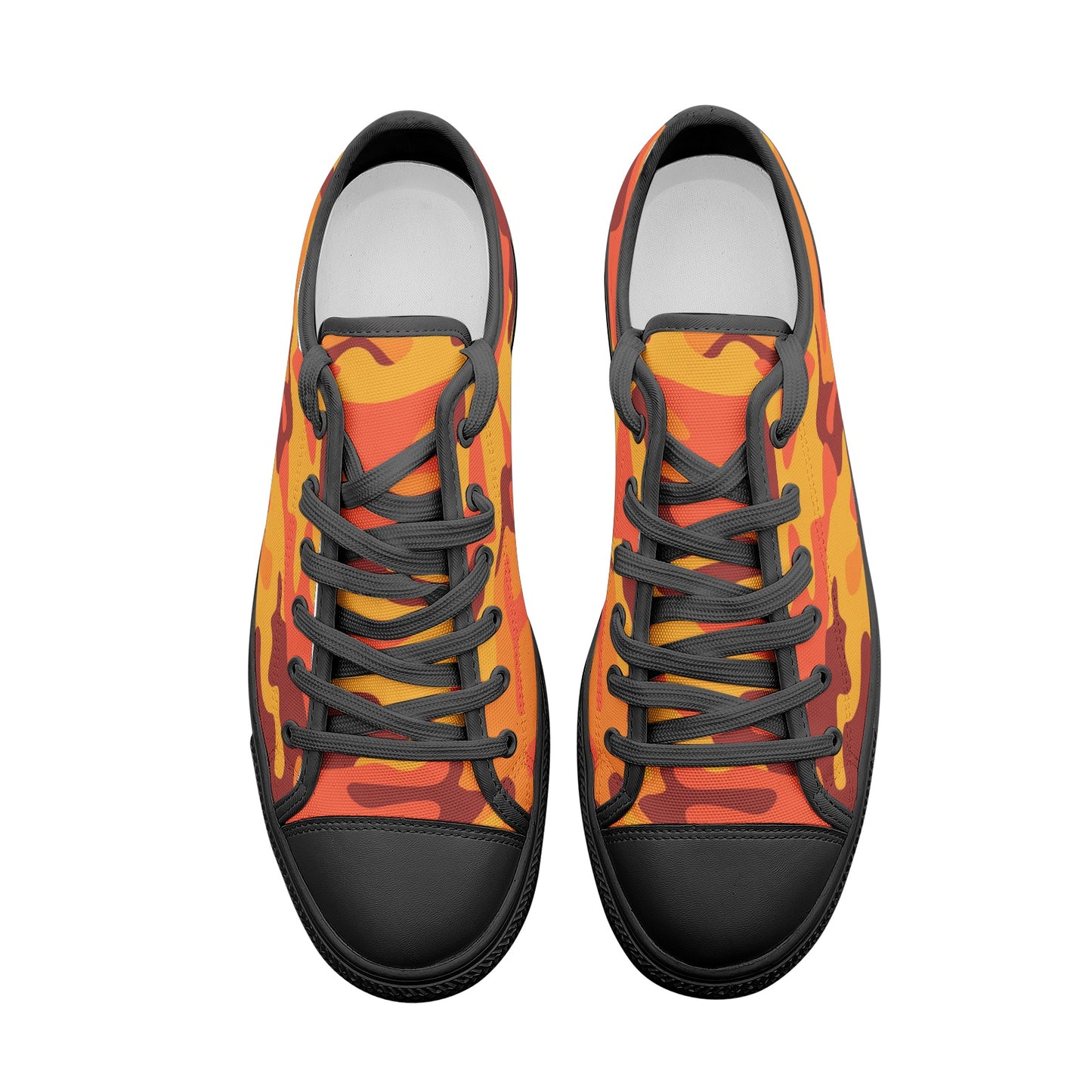 Camo Shoes | Low Top Canvas | Orange & Red Camouflage