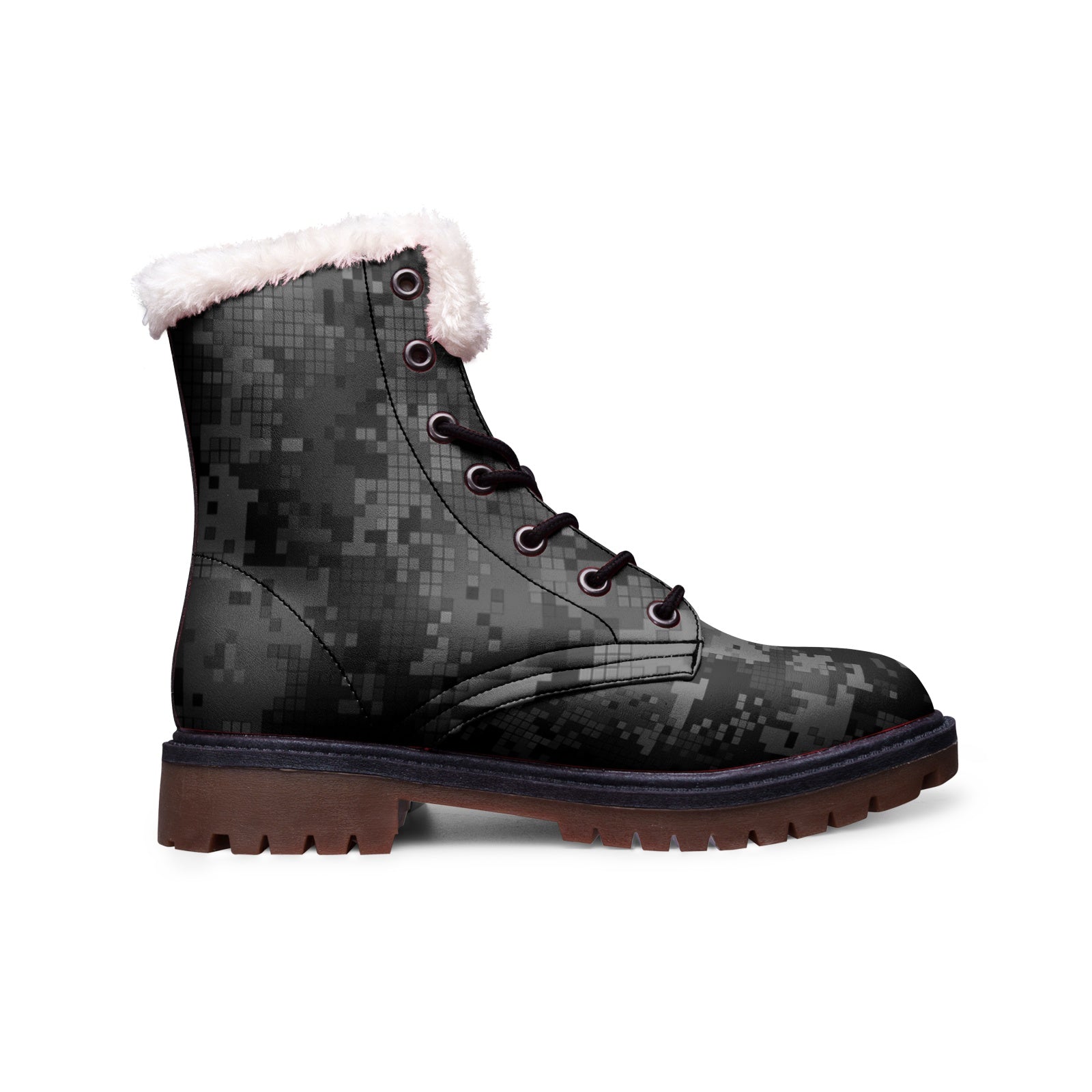 Snow Camo Boots | Digital Monochrome Dark Gray Camouflage