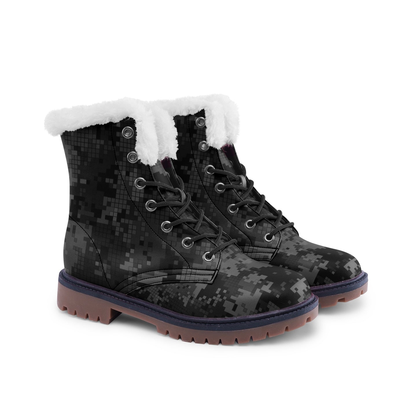 Snow Camo Boots | Digital Monochrome Dark Gray Camouflage