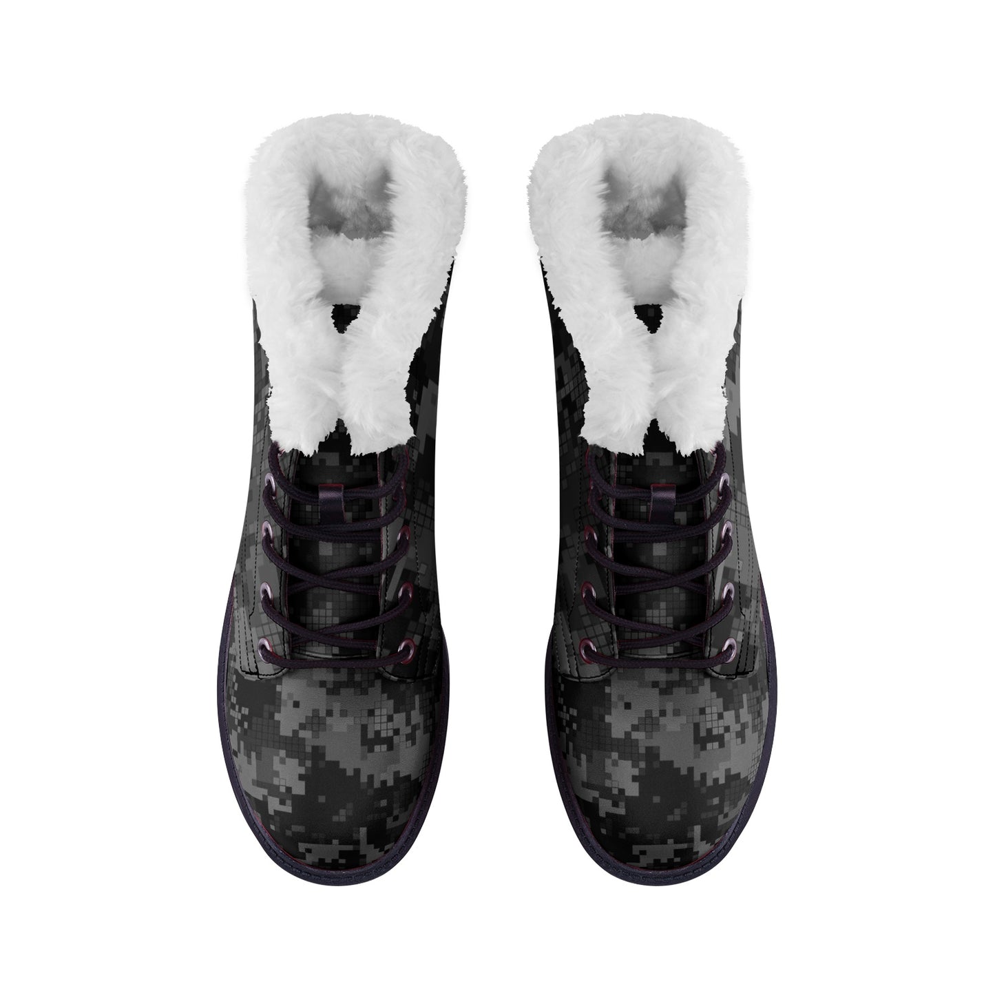 Snow Camo Boots | Digital Monochrome Dark Gray Camouflage