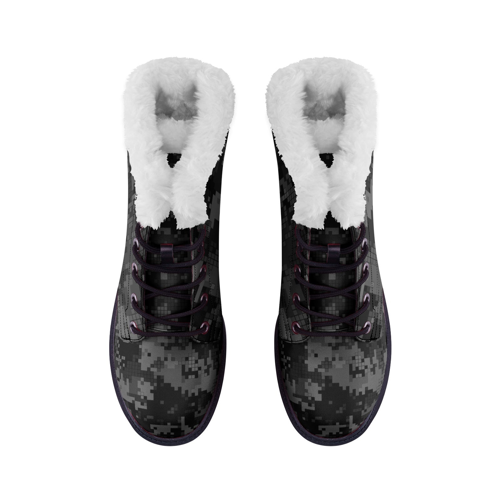 Snow Camo Boots | Digital Monochrome Dark Gray Camouflage