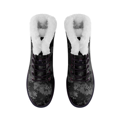 Snow Camo Boots | Digital Monochrome Dark Gray Camouflage