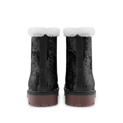 Snow Camo Boots | Digital Monochrome Dark Gray Camouflage