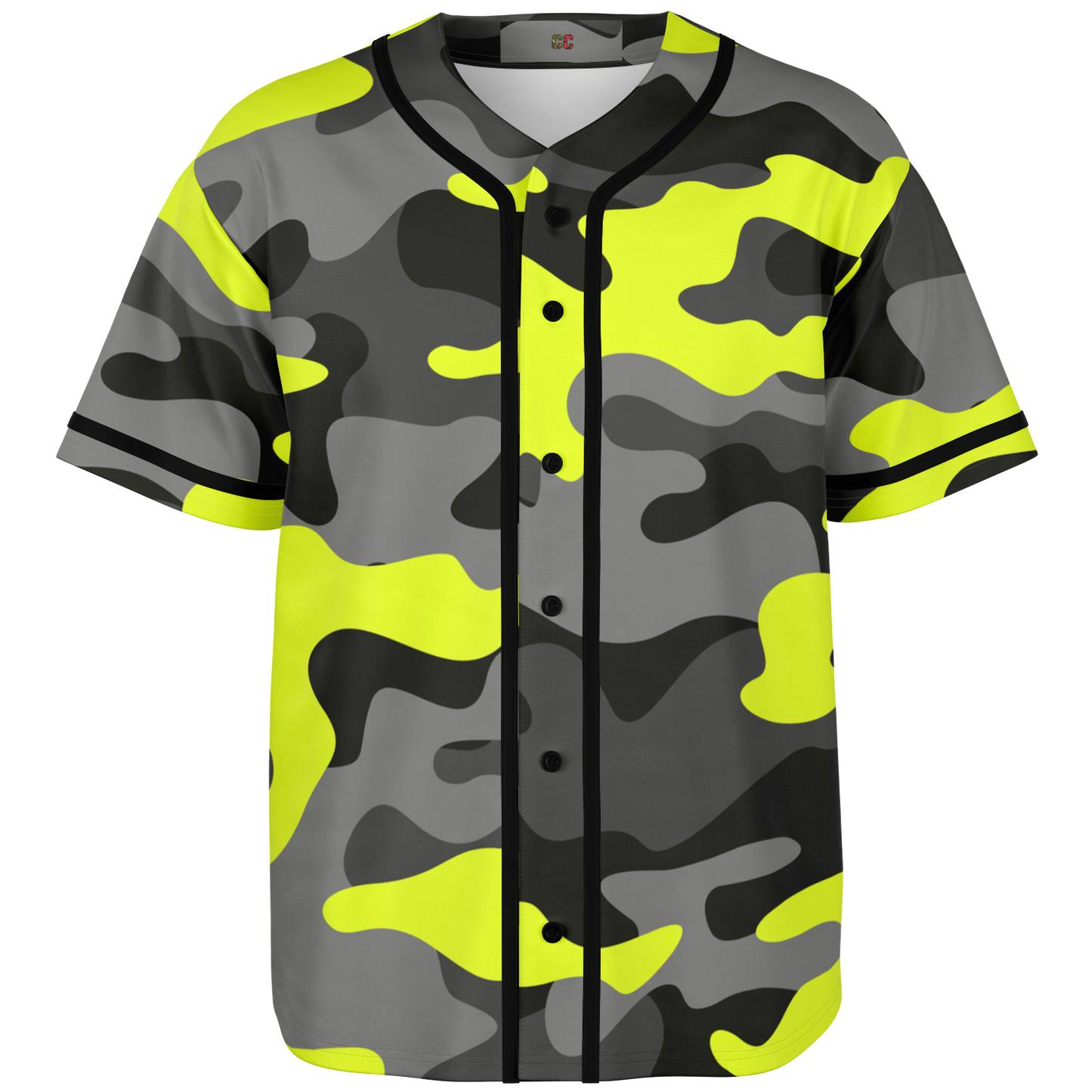 Camo Baseball Jersey | Black, Gray & Yellow Camouflage