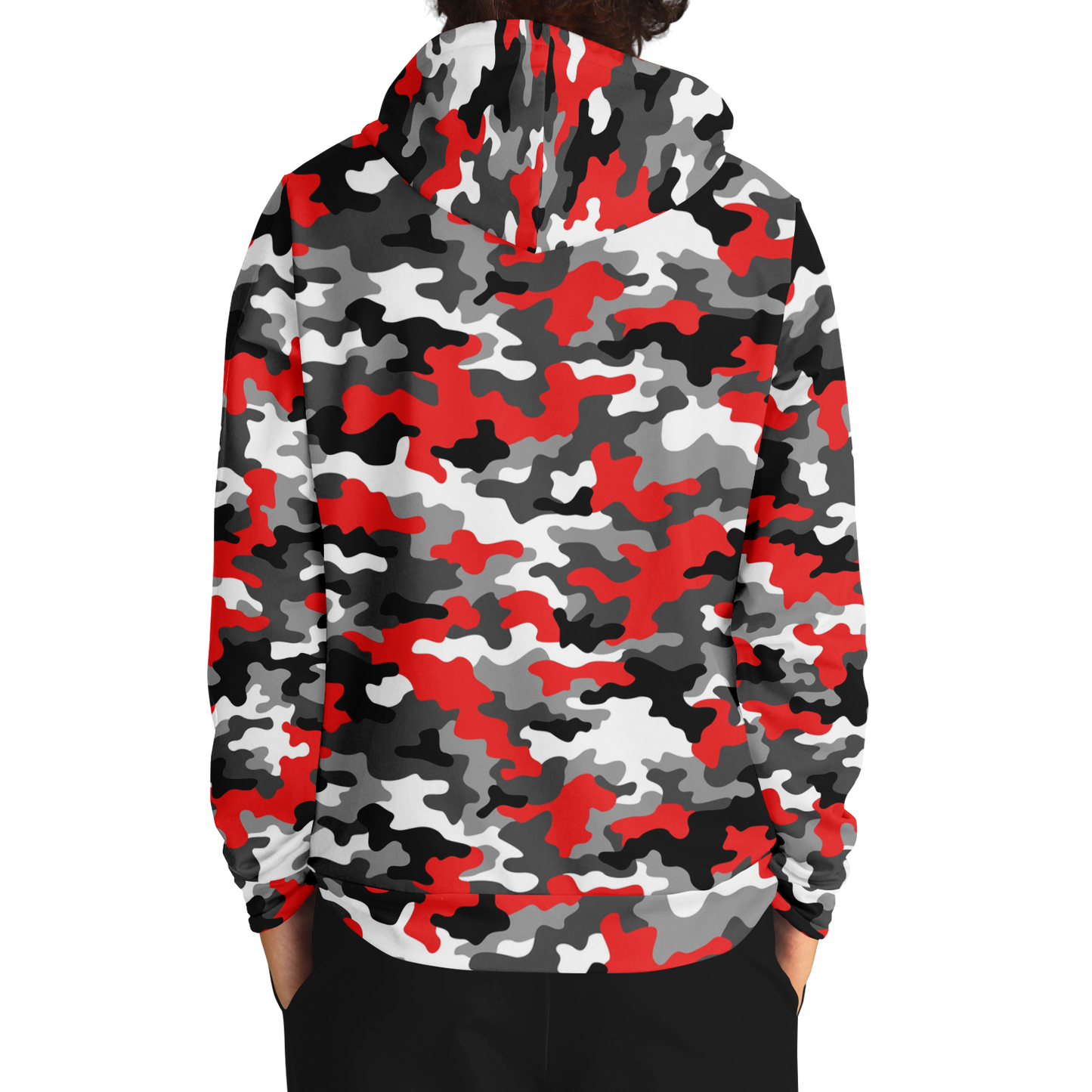 Red Camo Hoodie | Gray, Black, and White Mixed Camouflage