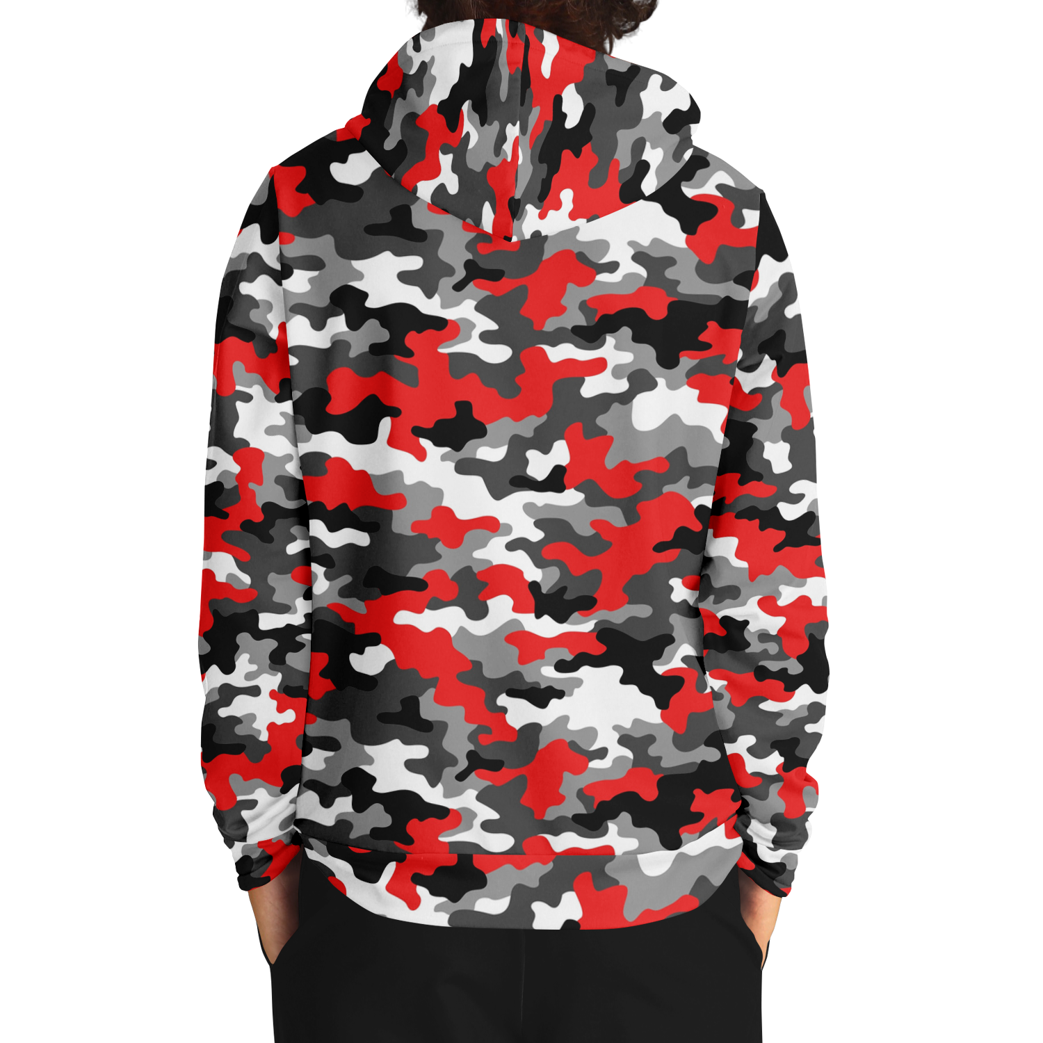 Red Camo Hoodie | Gray, Black, and White Mixed Camouflage