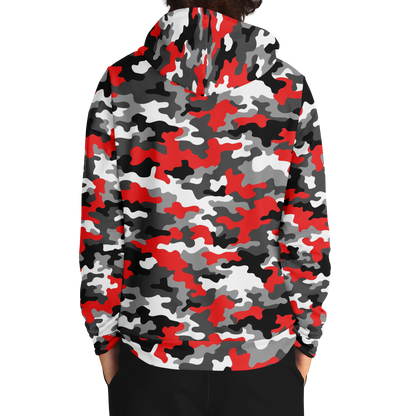 Red Camo Hoodie | Gray, Black, and White Mixed Camouflage