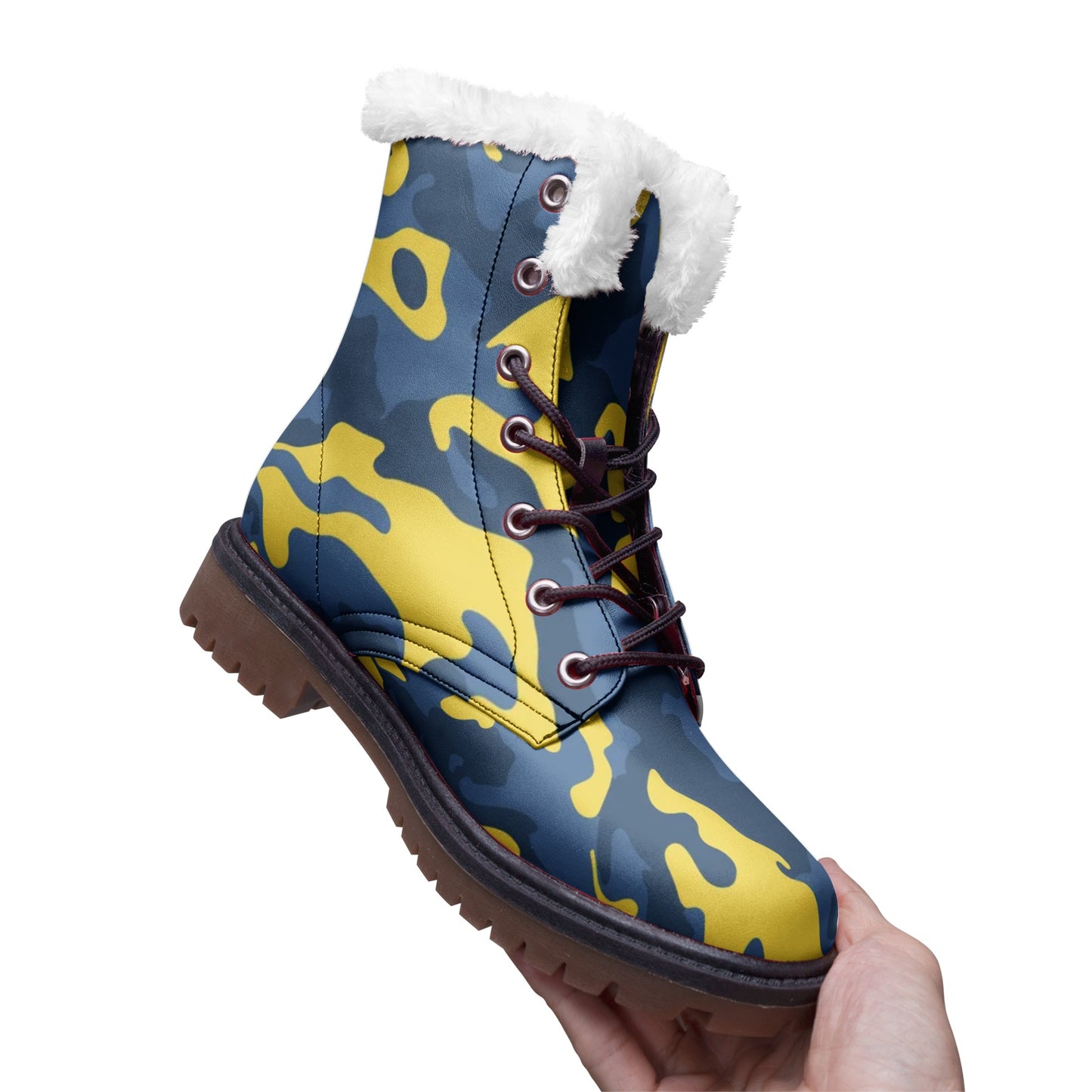 Snow Camo Boots | Military Blue and Yellow Camouflage