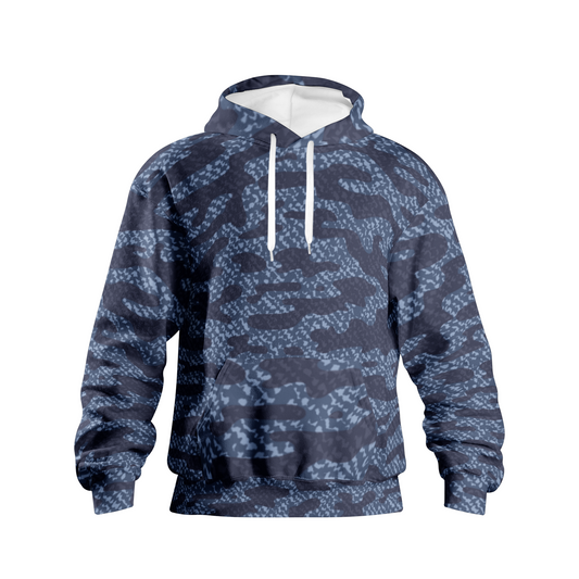 Camo Hoodie in a Spotted Blue Jeans Cloth Pattern