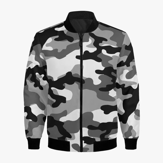 Women's Camo Bomber Jacket | Gray, Black and White