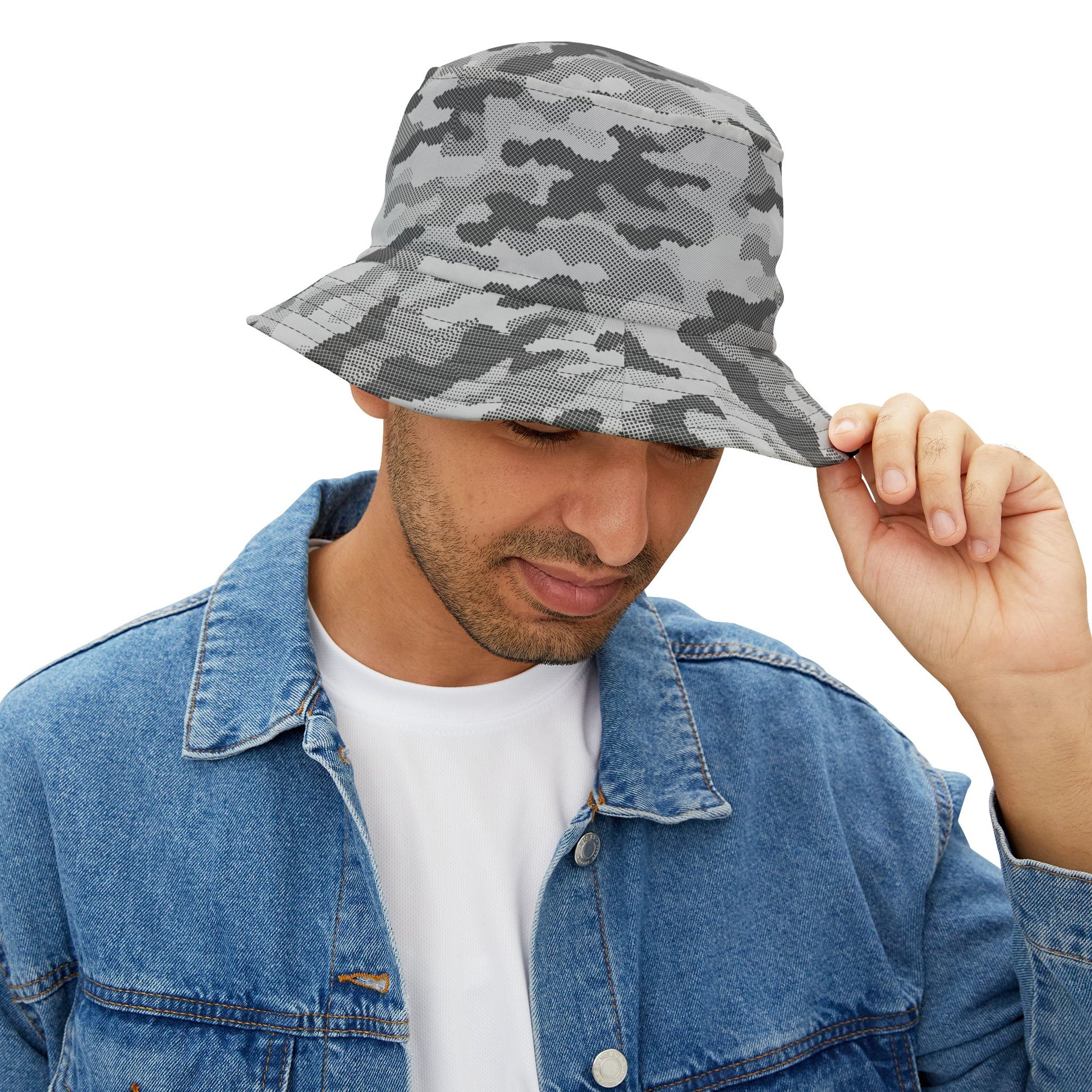 Camo Bucket Hat | Black & White Digital Camouflage