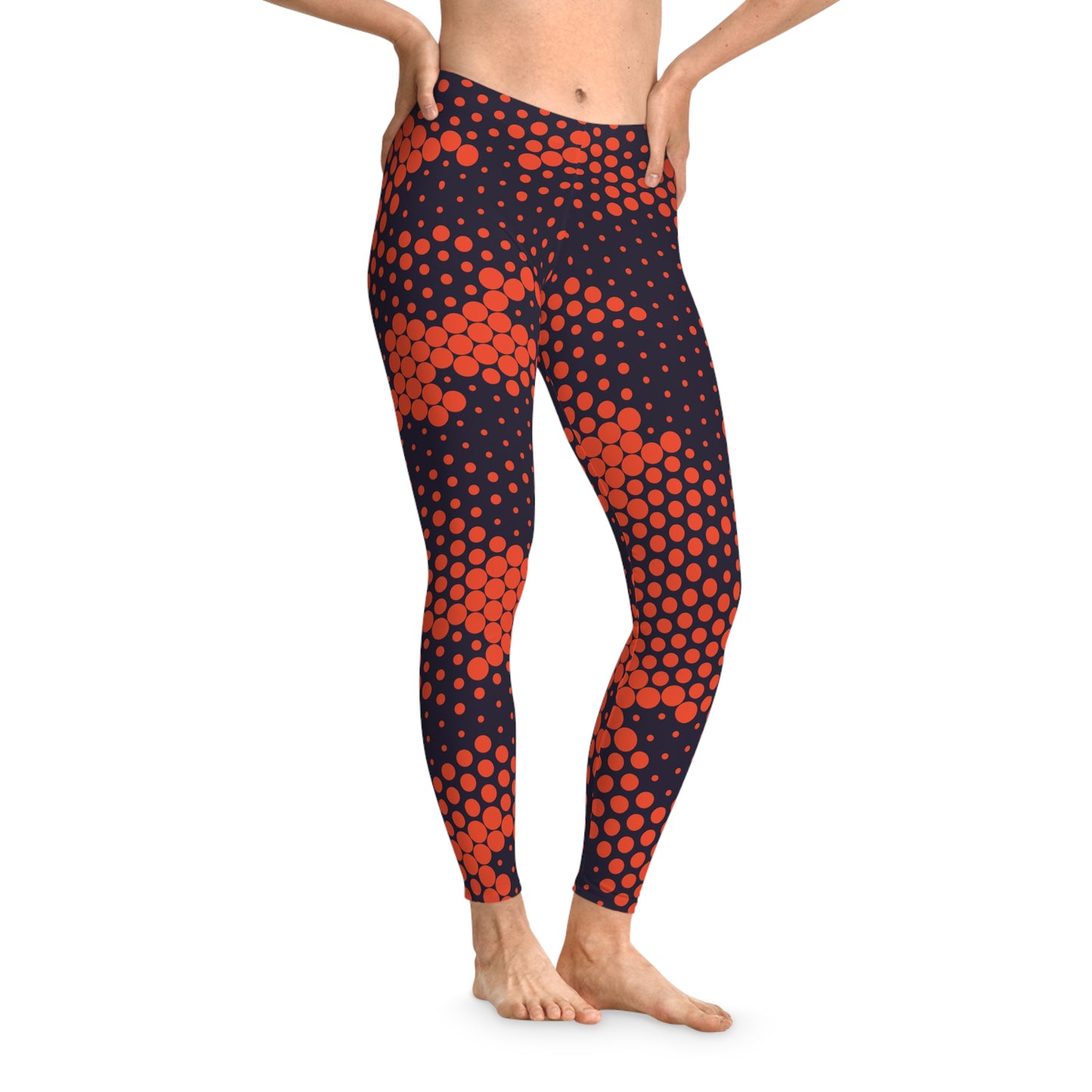 Orange & Blue Camo Leggings For Women | Mid Waist Fit