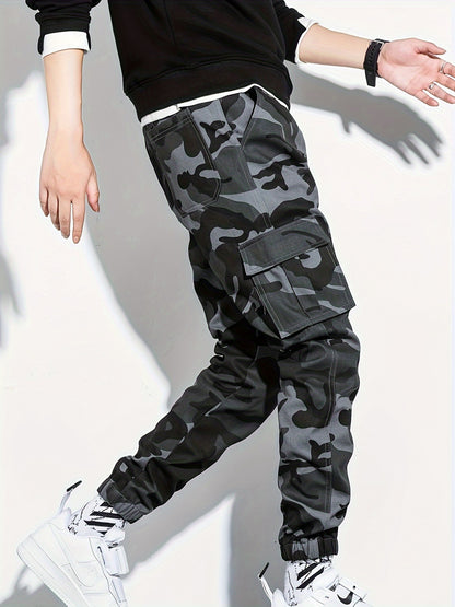 Men's Camo Cargo Cropped Pants With Multi Pockets | Vintage Style