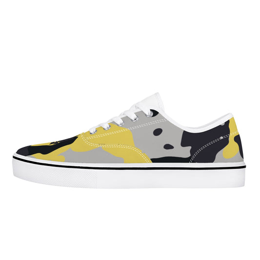 Camo Skate Shoes | Yellow, Black, and Silver Camouflage