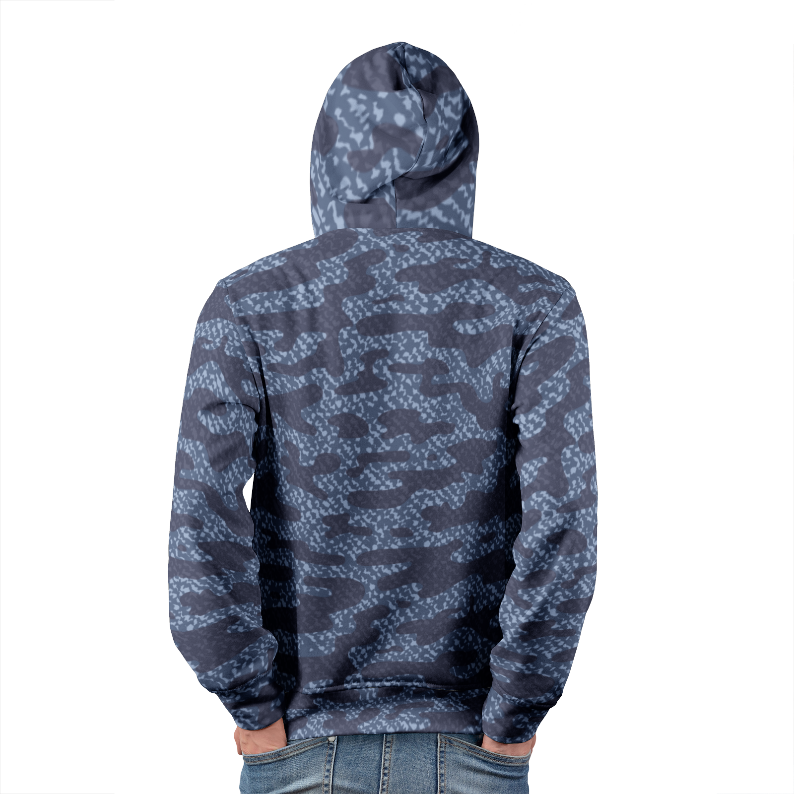 Camo Hoodie in a Spotted Blue Jeans Cloth Pattern