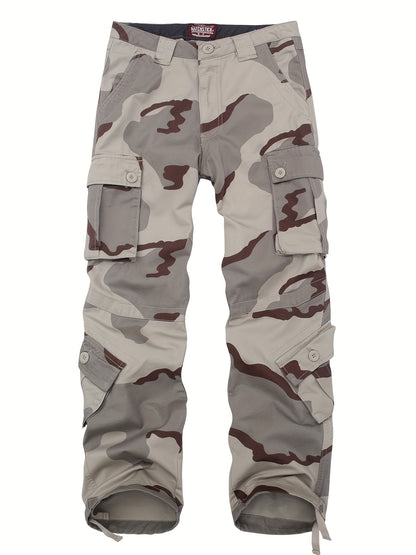 Camo Cargo Pants for Men: Cotton, Casual Fit, Zip & Drawstring Closure