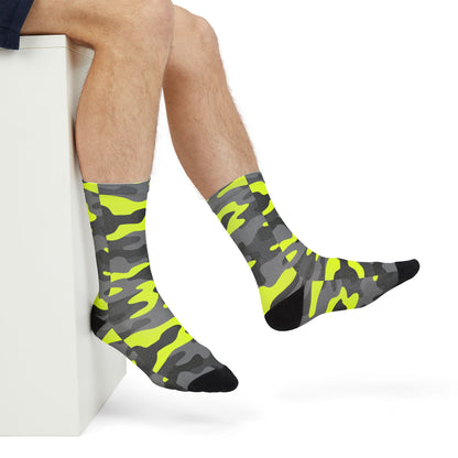 Camo Socks | Yellow, Black, and Gray | Sublimation Crew