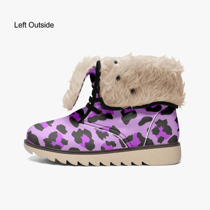 Leopard Boots | Cotton-Pad Fur Lining | Purple, Blue and Black