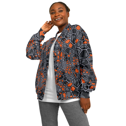 Baseball Jacket | Geometric Camo in Orange, Gray & Black