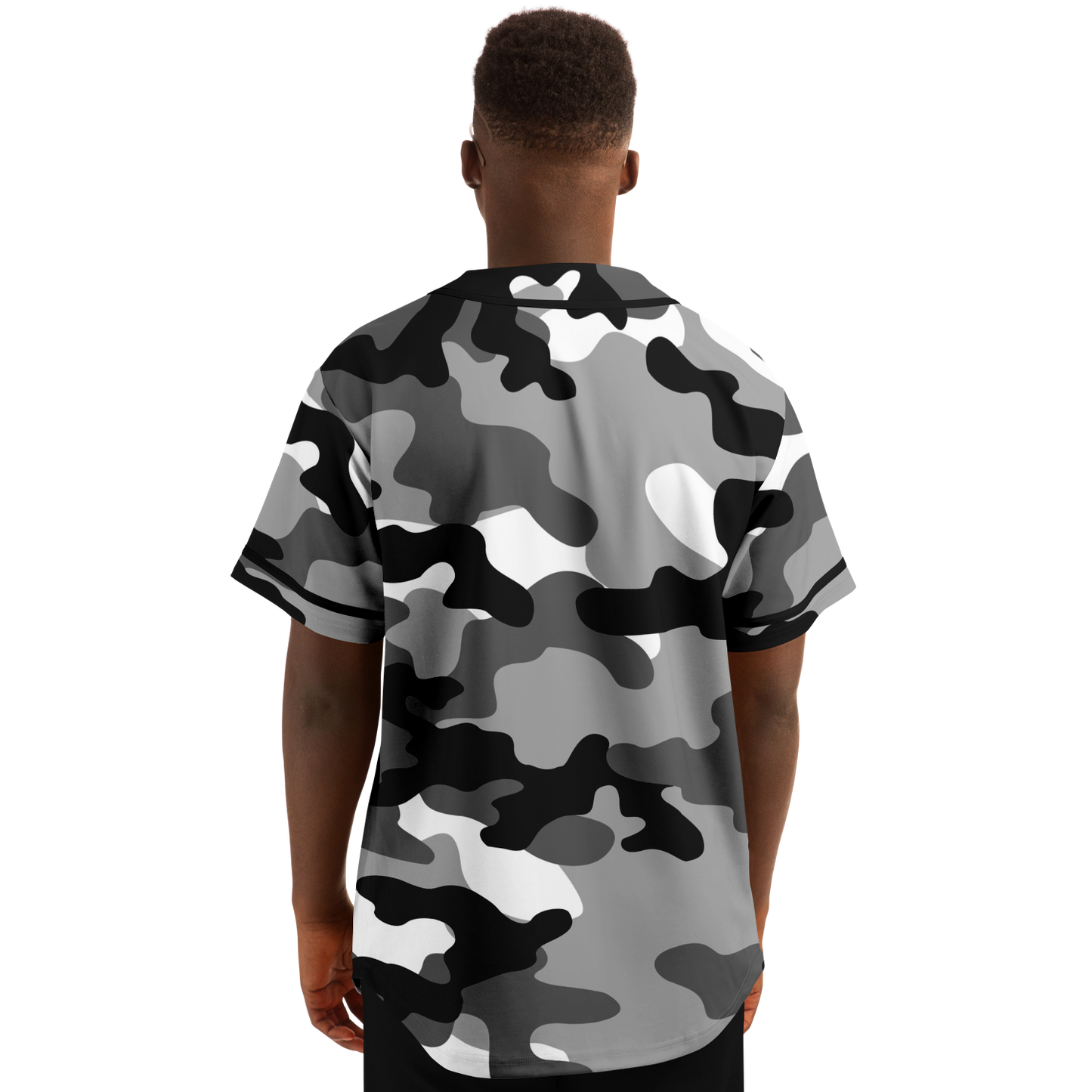 Camo Baseball Jersey | Black, White & Gray Camouflage