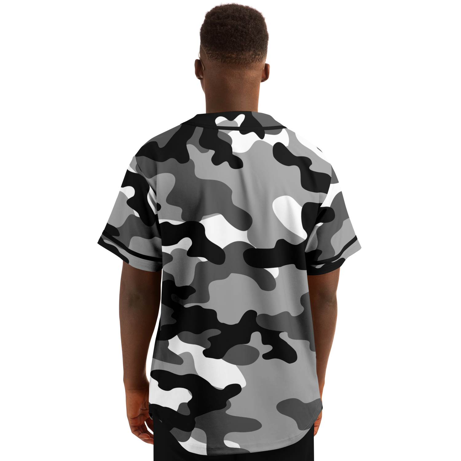 Camo Baseball Jersey | Black, White & Gray Camouflage