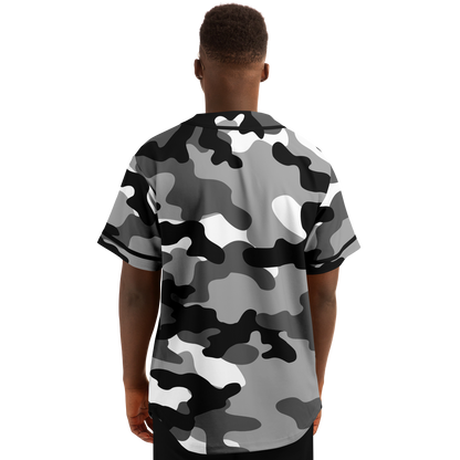 Camo Baseball Jersey | Black, White & Gray Camouflage