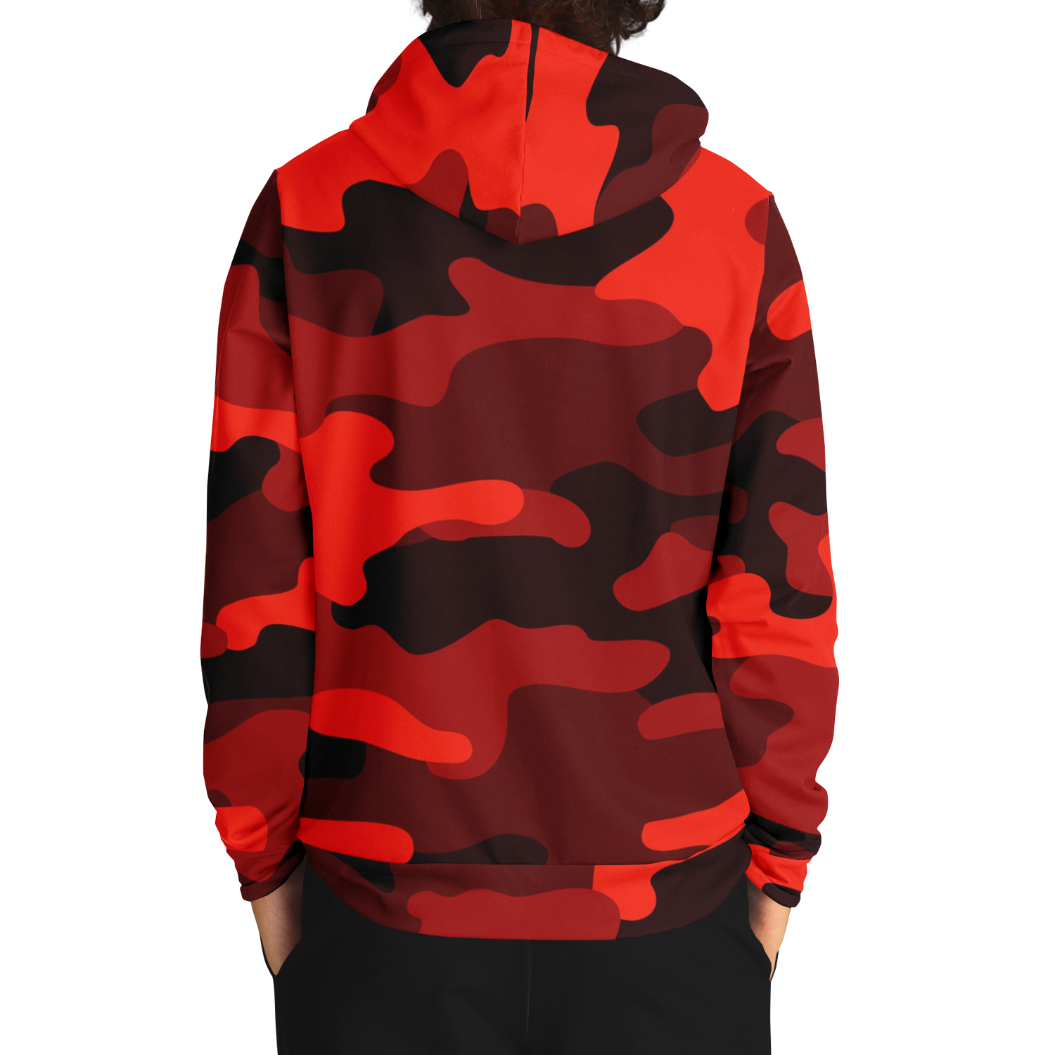 Camo Hoodie | Scarlet Red & Black Camouflage Pullover