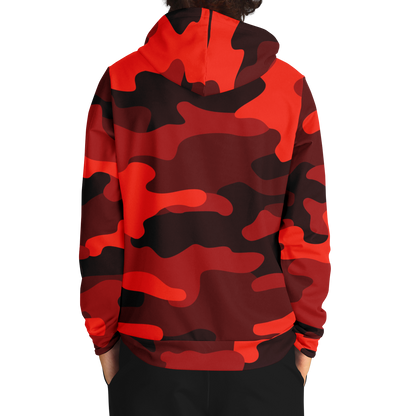 Camo Hoodie | Scarlet Red & Black Camouflage Pullover