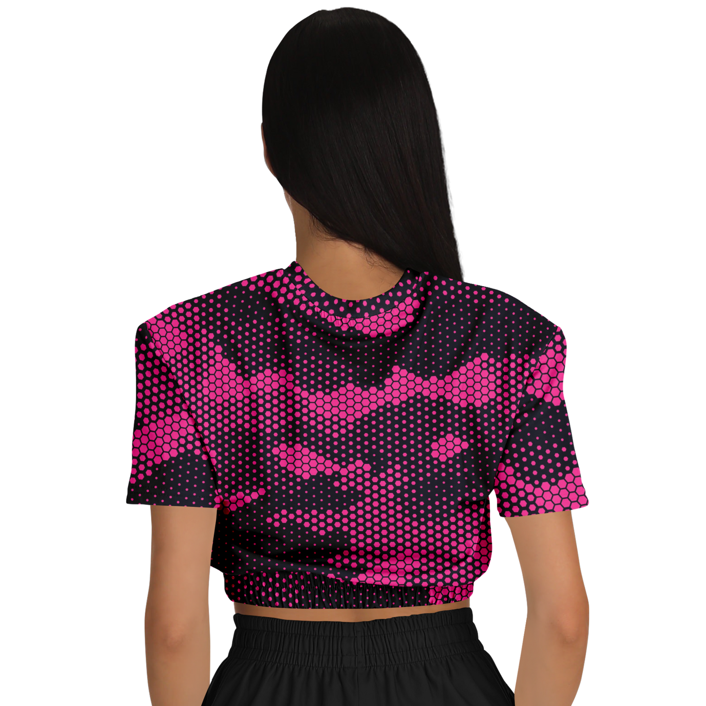 Camo Crop Top Sweatshirt | Pink Digital Dotted Hexagonal