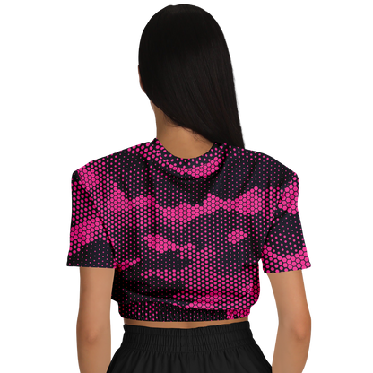 Camo Crop Top Sweatshirt | Pink Digital Dotted Hexagonal