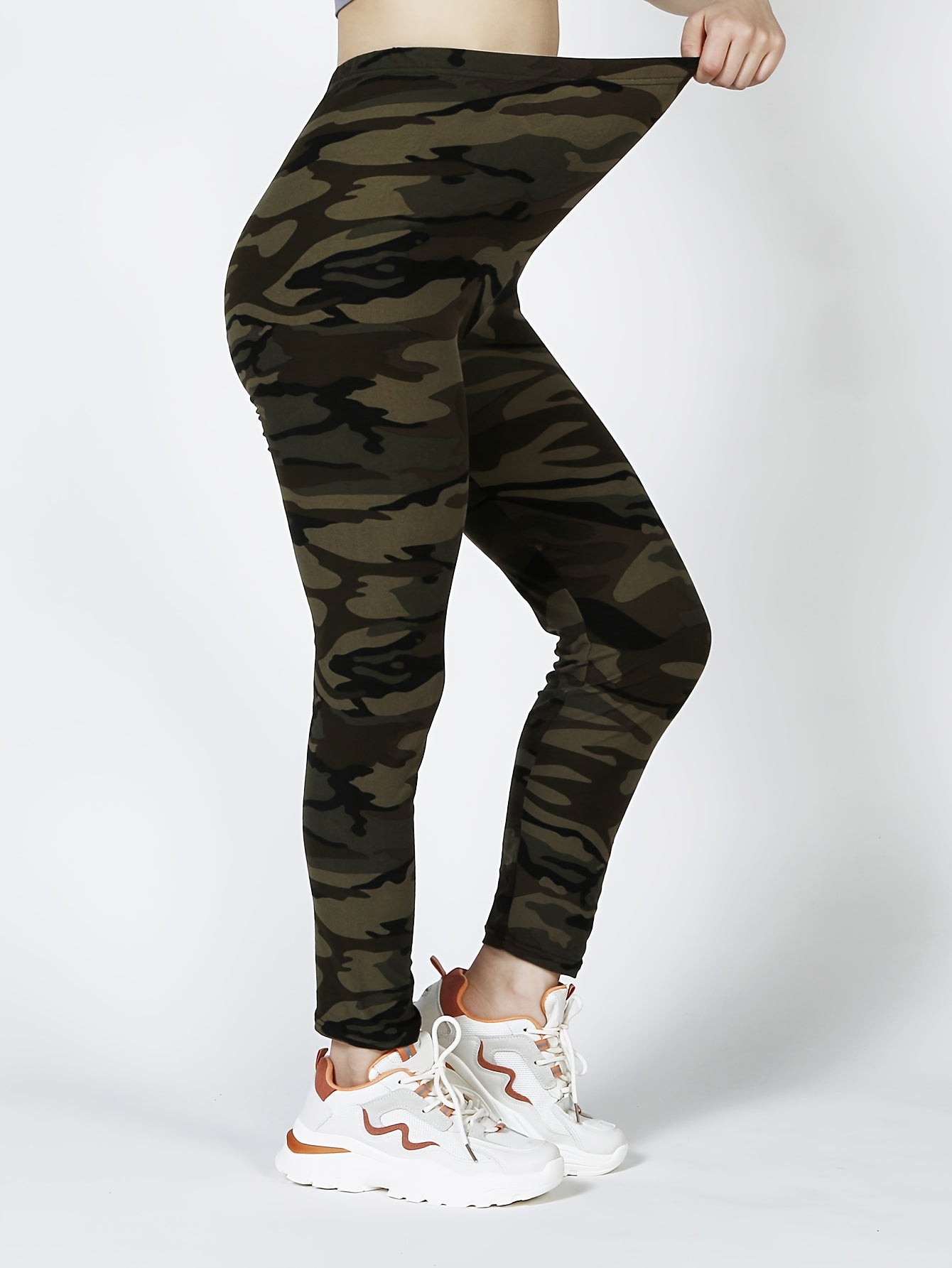 Leggings ajustados con estampado de camuflaje, leggings elásticos informales de cintura alta, ropa para mujer