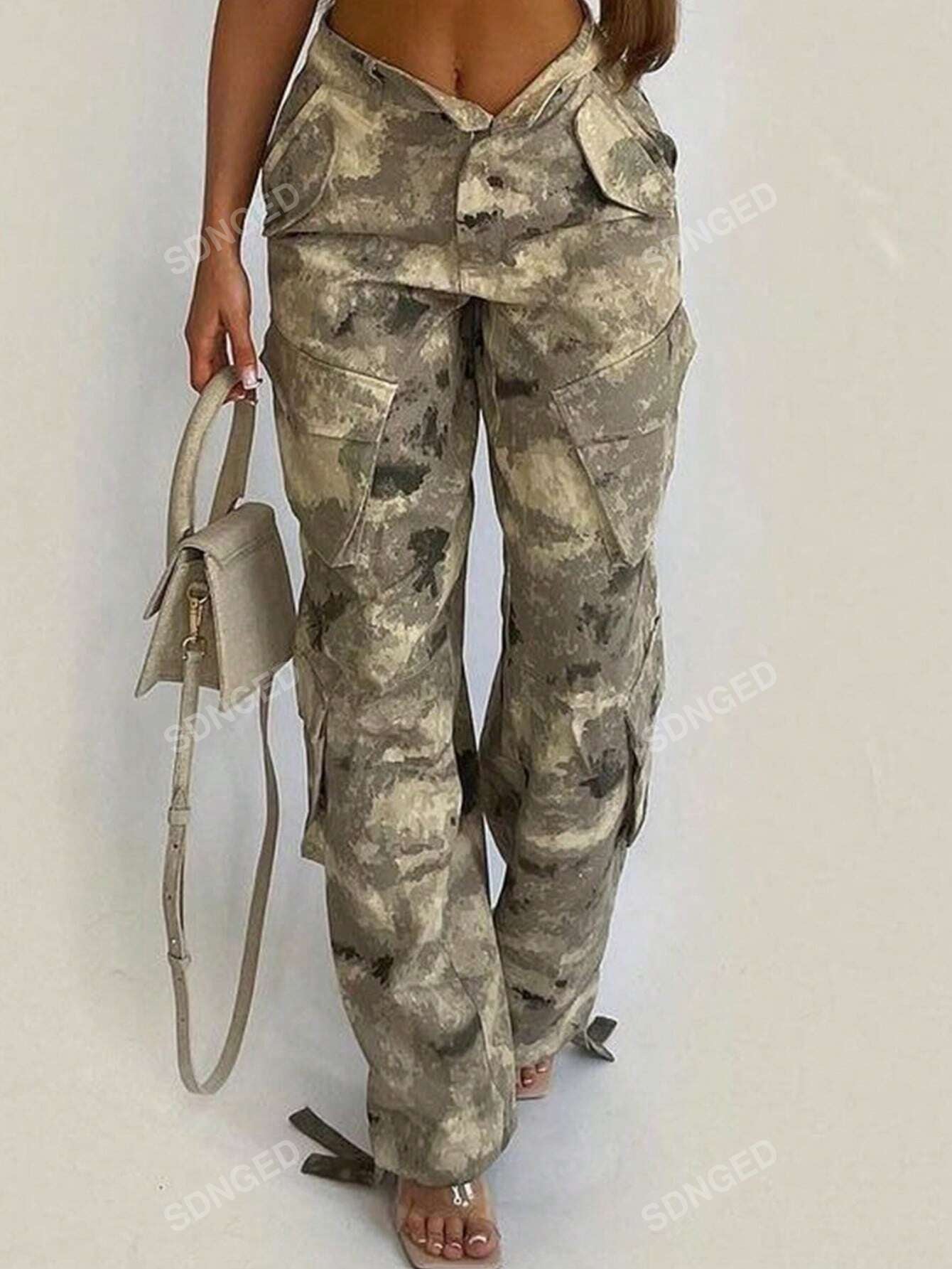 Women'S Camouflage Printed Multi-Pocket Cargo Pants