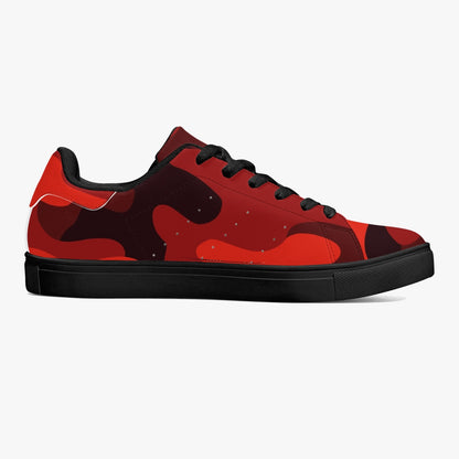 Camo Sneakers | Classic Low-Top Leather | Scarlet Red & Black